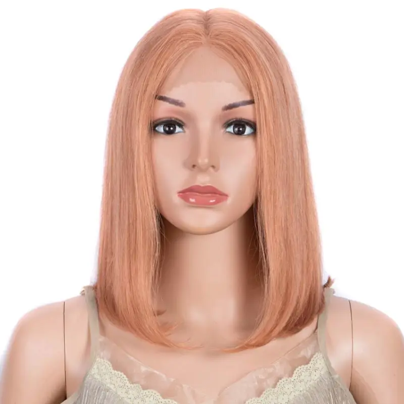 Superbar Orange Bob Wig 12 Inch Human HairPart Lace Wig