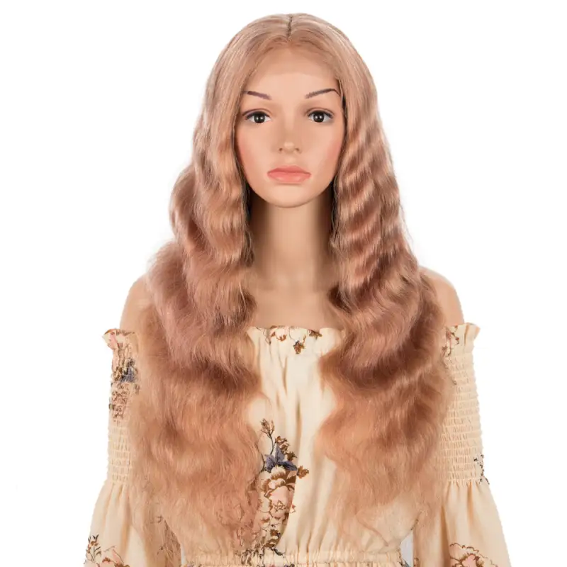 Superbar Human Hair Lace Calp Wigs Wigswith Natural Lace Hairline Body Wave Wig with BabyHair Pink Blonde Color
