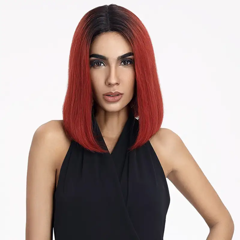 Superbar straight Bob Wig 12 Inch ombre WigsWith Middle Part
