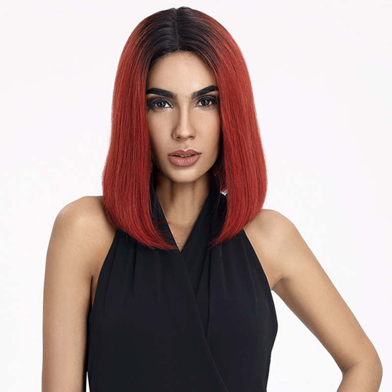 Superbar straight Bob Wig 12 Inch ombre WigsWith Middle Part