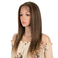 Superbar Human Hair Lace Calp Wigs Wigswith Natural Lace Hairline Straight Wig with Baby HairPiano Brown Color