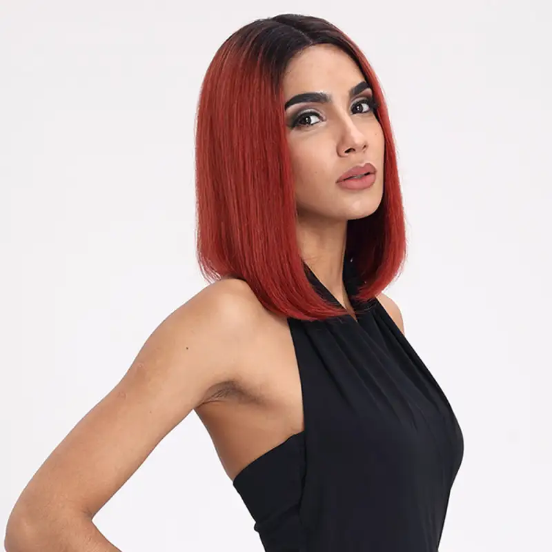 Superbar straight Bob Wig 12 Inch ombre WigsWith Middle Part