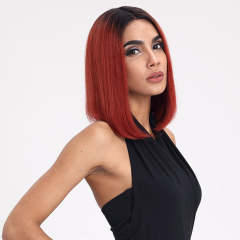 Superbar straight Bob Wig 12 Inch ombre WigsWith Middle Part