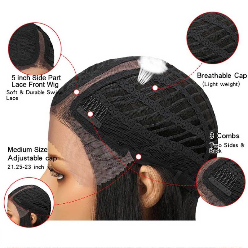Superbar Straight Lace Wig 18 Inch Side PartHuman Hair TT1B/99J Ombre Wig