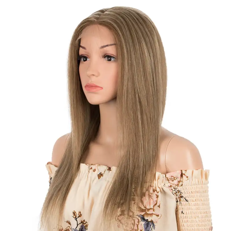 Superbar Human Hair Lace Calp Wigs Wigswith Natural Lace Hairline Straight Wig with Baby HairPiano Brown Blonde Color