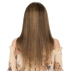 Superbar Human Hair Lace Calp Wigs Wigswith Natural Lace Hairline Straight Wig with Baby HairPiano Brown Color