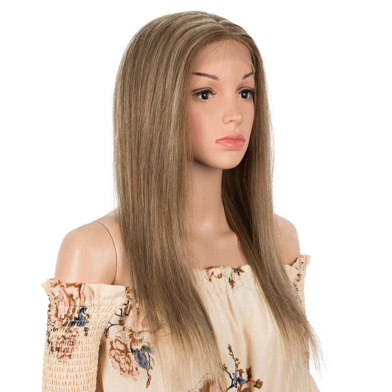 Superbar Human Hair Lace Calp Wigs Wigswith Natural Lace Hairline Straight Wig with Baby HairPiano Brown Blonde Color