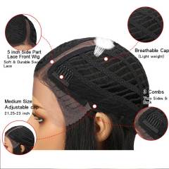 Superbar Ombre Blue Straight Human HairLace Front Wigs For Black Women
