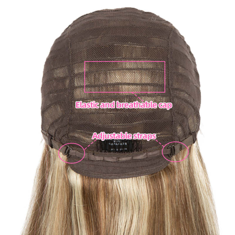 Superbar Human Hair Lace Calp Wigs Wigswith Natural Lace Hairline Straight Wig with Baby HairPiano Brown Blonde Color