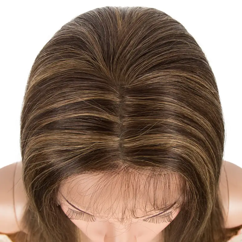 Superbar Human Hair Lace Calp Wigs Wigswith Natural Lace Hairline Straight Wig with Baby HairPiano Brown Color