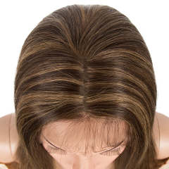Superbar Human Hair Lace Calp Wigs Wigswith Natural Lace Hairline Straight Wig with Baby HairPiano Brown Color