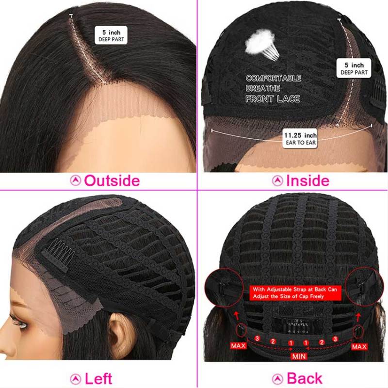 Superbar Ombre Blue Straight Human HairLace Front Wigs For Black Women