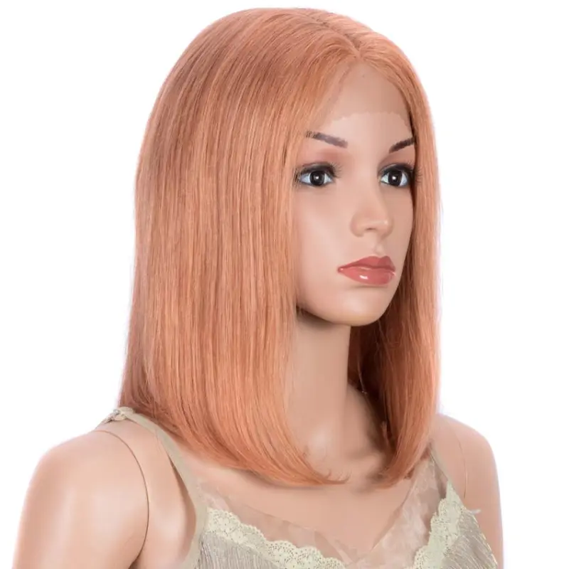 Superbar Orange Bob Wig 12 Inch Human HairPart Lace Wig