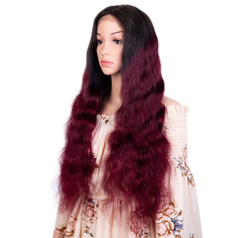 Superbar 100% Hight-quality Virgin Human HairWigs 4x4 Lace Closure Wigs Body Wave Hair Wig 150%Density Wine Red Color