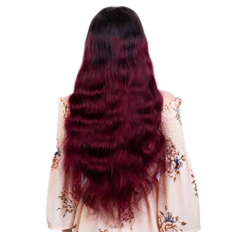 Superbar 100% Hight-quality Virgin Human HairWigs 4x4 Lace Closure Wigs Body Wave Hair Wig 150%Density Wine Red Color
