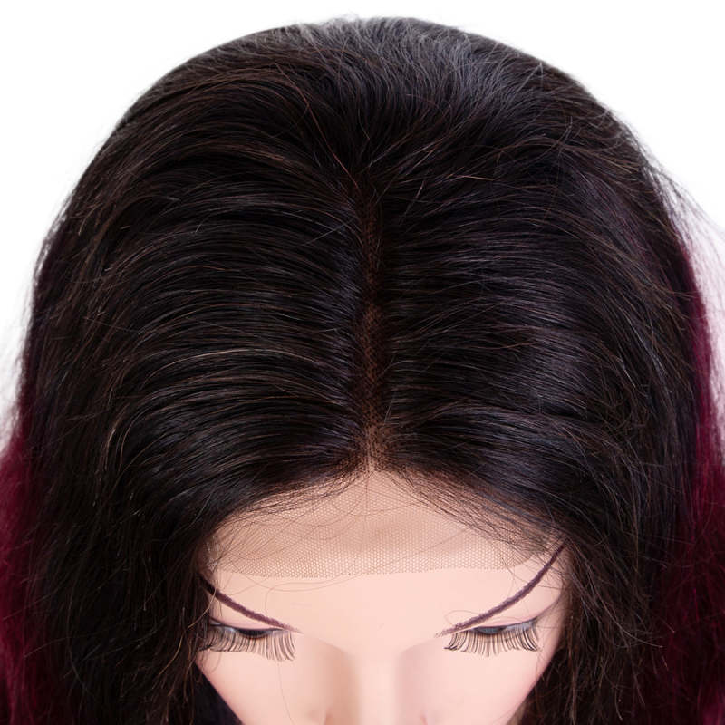 Superbar 100% Hight-quality Virgin Human HairWigs 4x4 Lace Closure Wigs Body Wave Hair Wig 150%Density Wine Red Color