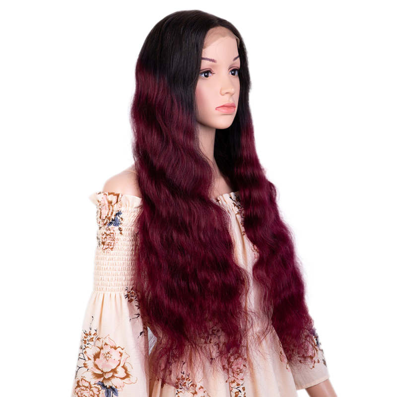 Superbar 100% Hight-quality Virgin Human HairWigs 4x4 Lace Closure Wigs Body Wave Hair Wig 150%Density Wine Red Color