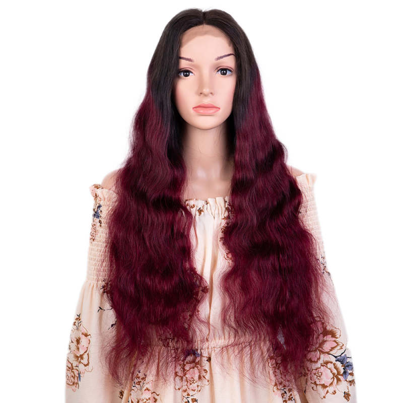 Superbar 100% Hight-quality Virgin Human HairWigs 4x4 Lace Closure Wigs Body Wave Hair Wig 150%Density Wine Red Color