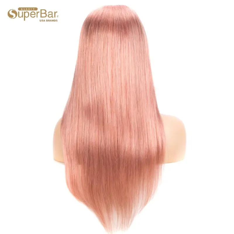 Superbar 4*4 Lace Closure Pink Straight HairWig 150% Density Colored Wigs