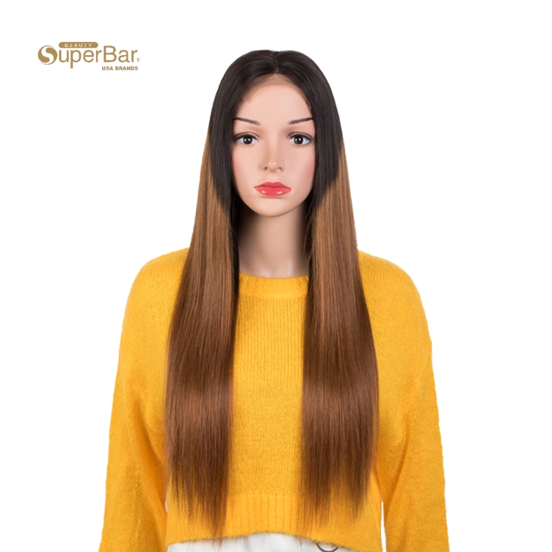 Superbar 100% Hight-quality Virgin Human HairWigs 4x4 Lace Closure Wigs straight Human Hair 150%Density Ombre Brown Color