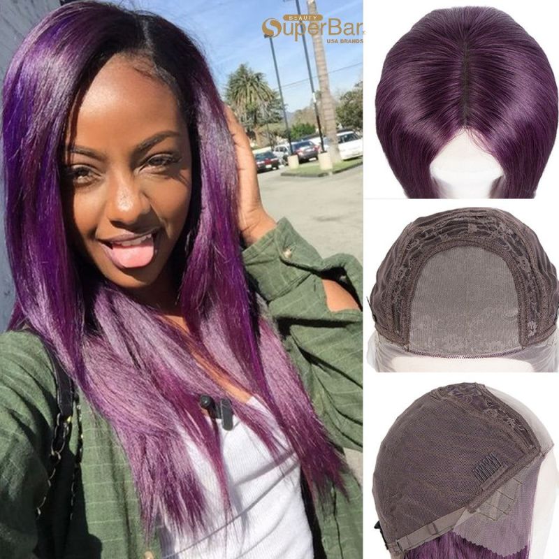 Superbar 4"x4" HD Lace Closure Wigs PurpleColor 100% Hight-qualight Human Hair Wigs 150%Density