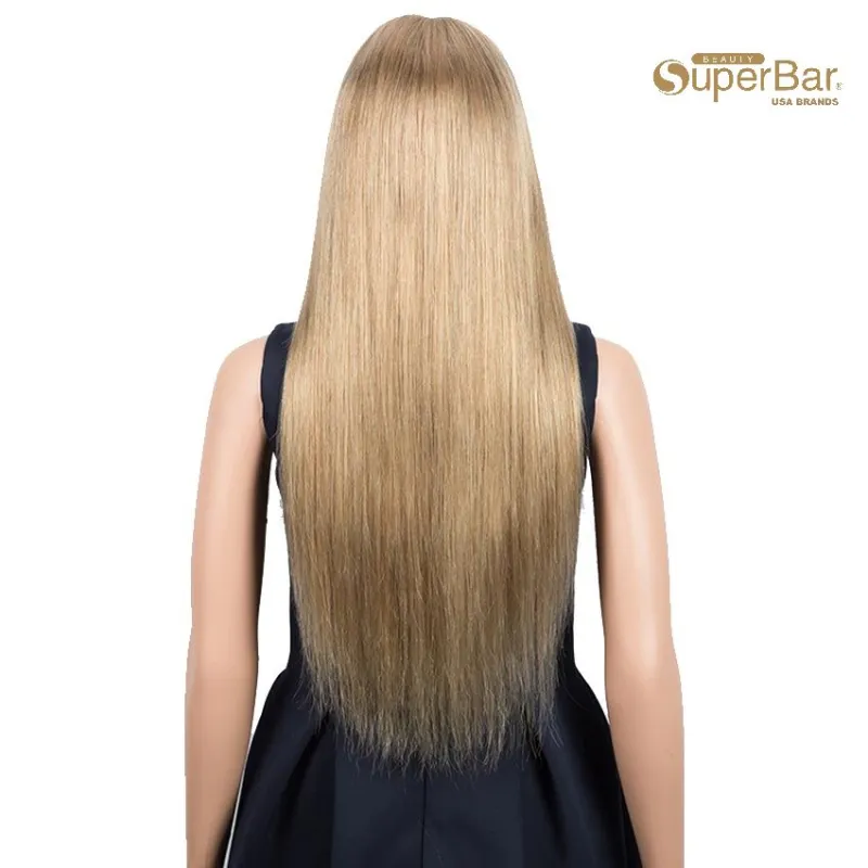 Superbar Gold Blonde Color Straight HumanHair Wigs 4x4 Lace Closure Wigs 150% Density
