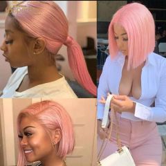 Superbar 4*4 Lace Closure Pink Straight HairWig 150% Density Colored Wigs