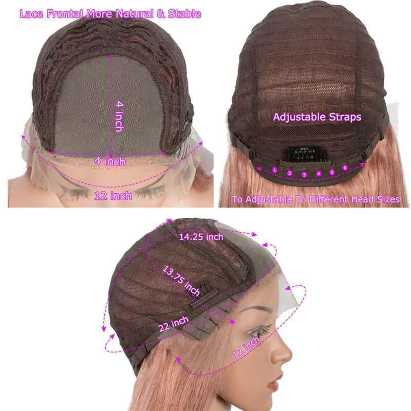 Superbar Highlight Pink 4x4 Lace SimulatedScalp Wigs 100% Straight Human Hair Wigs 150%Density