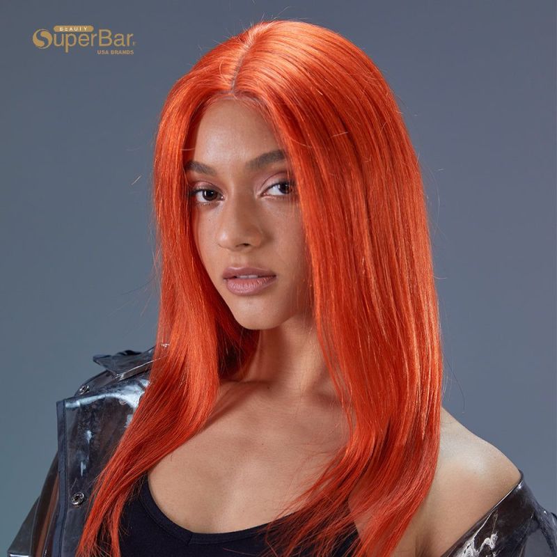 Superbar 4x4 Straight Lace Wig Ginger Wig150% Density Human Hair Orange Lace Wigs
