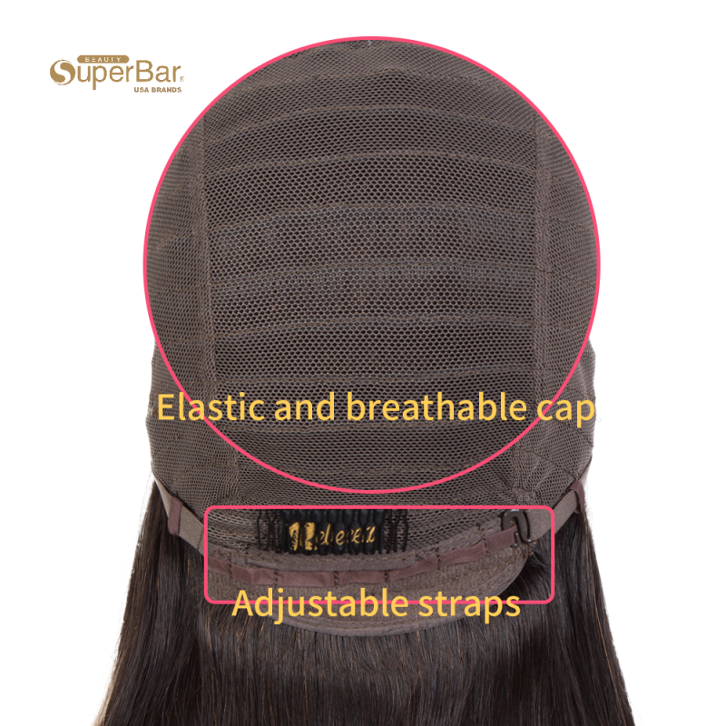 Superbar 100% Hight-quality Virgin Human HairWigs 4x4 Lace Closure Wigs straight Human Hair 150%Density Ombre Brown Color