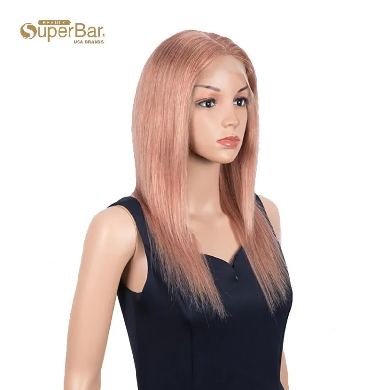 Superbar Highlight Pink 4x4 Lace SimulatedScalp Wigs 100% Straight Human Hair Wigs 150%Density