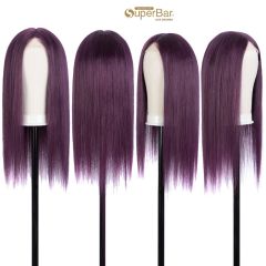 Superbar 4"x4" HD Lace Closure Wigs PurpleColor 100% Hight-qualight Human Hair Wigs 150%Density
