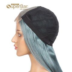 Superbar Highlight Blue 100% Human HairDensity Wigs Straight 4x4 HD Lace Simulated Scalp Wigs 150%