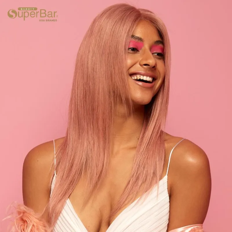 Superbar 4*4 Lace Closure Pink Straight HairWig 150% Density Colored Wigs