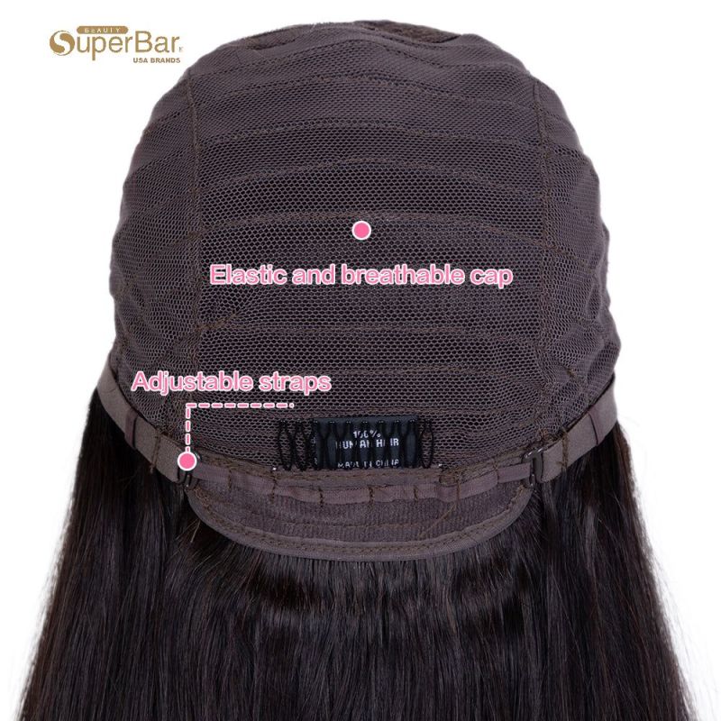 Superbar 100% Hight-quality Virgin Human HairWigs 4x4 Lace Closure Wigs straight Human Hair 150%Density Red Wine Color
