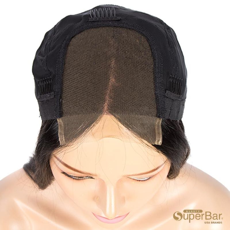 Superbar 4x4 Lace Closure Wigs 100% StraightHuman Hair Wigs For Black Women 150% DensityNatural Black Color