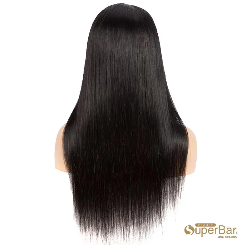 Superbar 4x4 Lace Closure Wigs 100% StraightHuman Hair Wigs For Black Women 150% DensityNatural Black Color