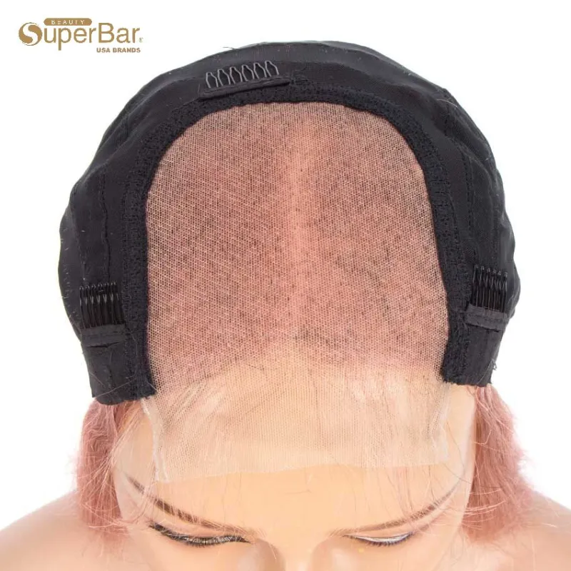 Superbar 4*4 Lace Closure Pink Straight HairWig 150% Density Colored Wigs