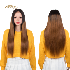 Superbar 100% Hight-quality Virgin Human HairWigs 4x4 Lace Closure Wigs straight Human Hair 150%Density Ombre Brown Color