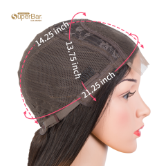 Superbar 100% Hight-quality Virgin Human HairWigs 4x4 Lace Closure Wigs straight Human Hair 150%Density Ombre Brown Color