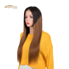 Superbar 100% Hight-quality Virgin Human HairWigs 4x4 Lace Closure Wigs straight Human Hair 150%Density Ombre Brown Color