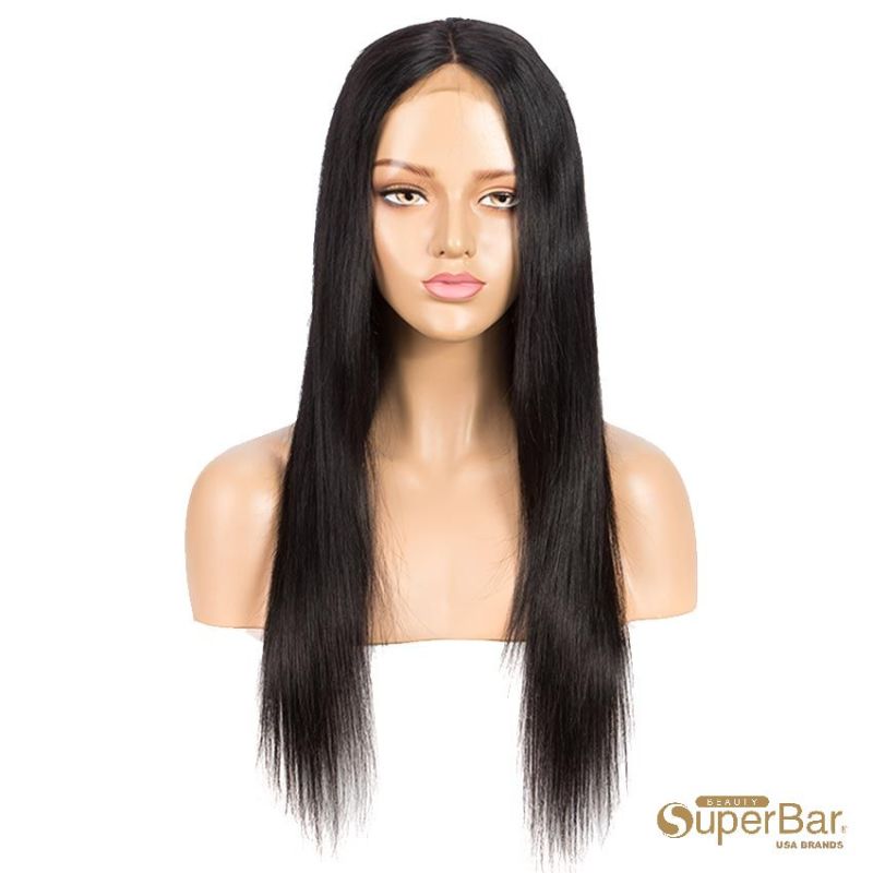 Superbar 4x4 Lace Closure Wigs 100% StraightHuman Hair Wigs For Black Women 150% DensityNatural Black Color