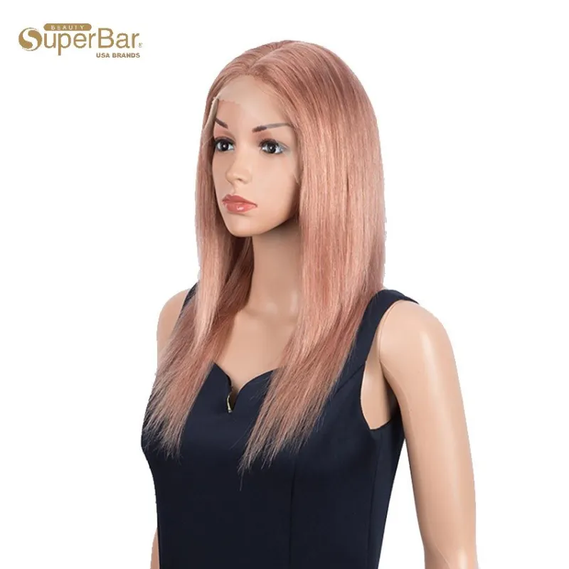Superbar Highlight Pink 4x4 Lace SimulatedScalp Wigs 100% Straight Human Hair Wigs 150%Density