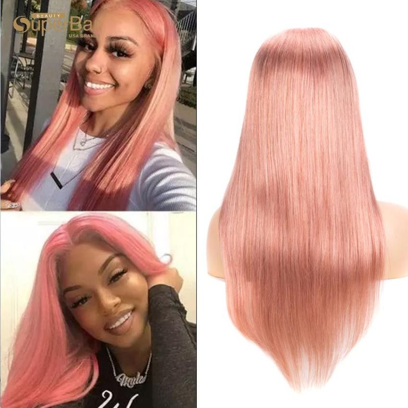 Superbar 4*4 Lace Closure Pink Straight HairWig 150% Density Colored Wigs