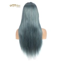 Superbar Highlight Blue 100% Human HairDensity Wigs Straight 4x4 HD Lace Simulated Scalp Wigs 150%