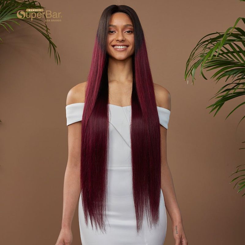 Superbar 100% Hight-quality Virgin Human HairWigs 4x4 Lace Closure Wigs straight Human Hair 150%Density Red Wine Color