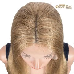 Superbar Gold Blonde Color Straight HumanHair Wigs 4x4 Lace Closure Wigs 150% Density