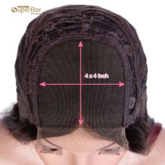 Superbar 100% Hight-quality Virgin Human HairWigs 4x4 Lace Closure Wigs straight Human Hair 150%Density Red Wine Color