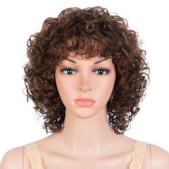 Superbar Short Bouncy Curly Wigs For WomenCute Human Hair Bob Wigs 4 Colors