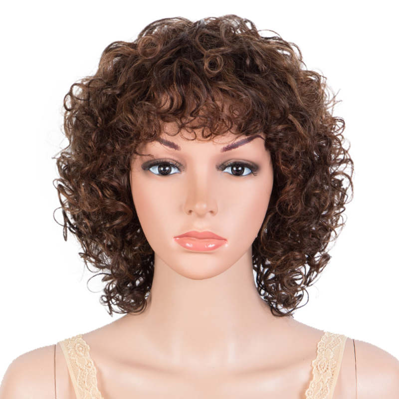 Superbar Short Bouncy Curly Wigs For WomenCute Human Hair Bob Wigs 4 Colors